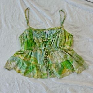 American Eagle Outfitters Green and Yellow Camisole